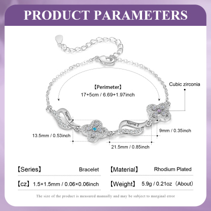 Personalised 2 Birthstones Engraved 2 Names Bracelet Women's Bracelets Birthday Gift for Her-Jessemade AU