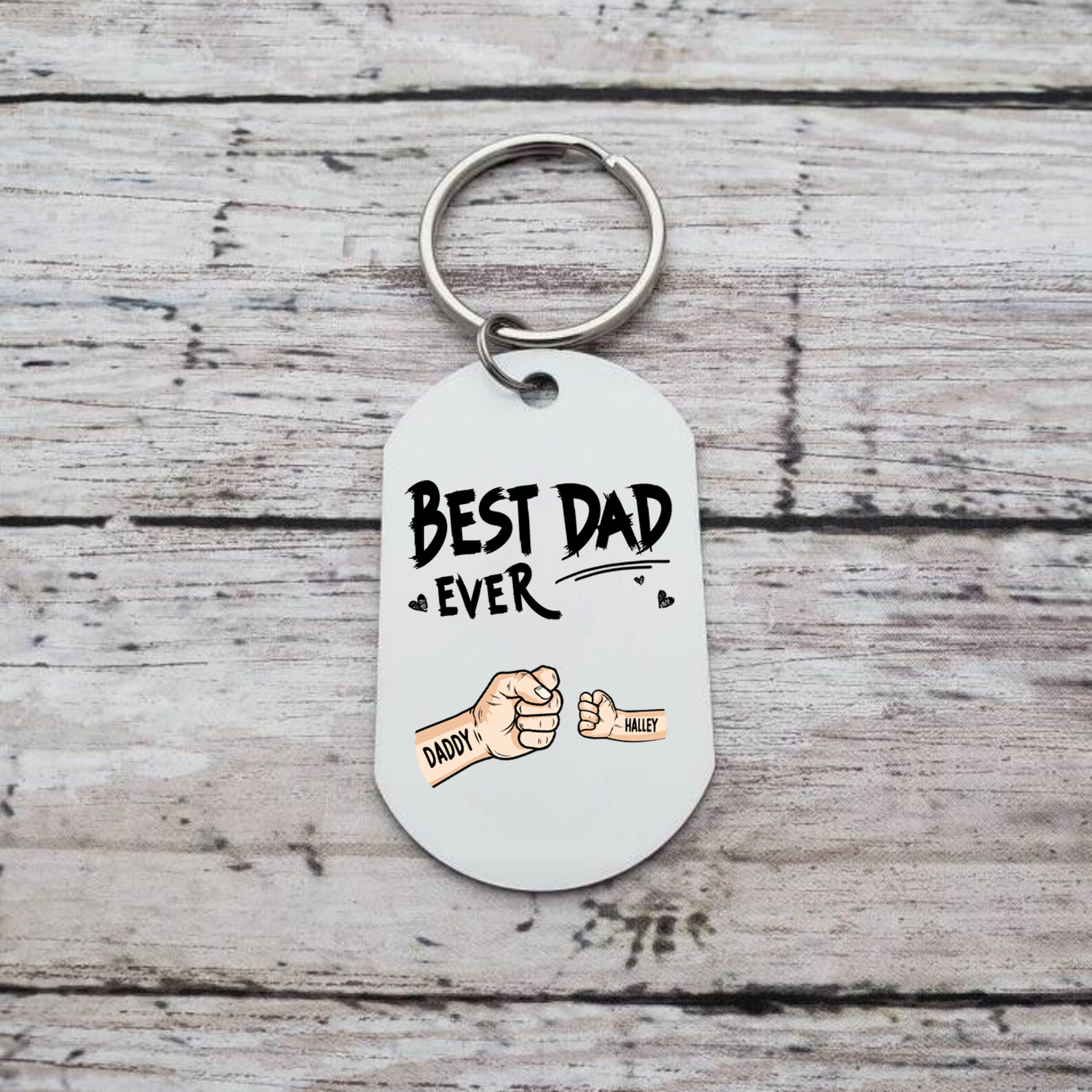 Personalised 2 Names Keychain Custom Fist Bump Keychain Father's Day Gift Best Dad Ever-Jessemade AU