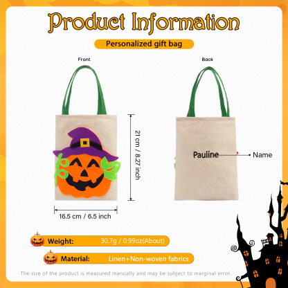 Personalised Halloween Tote Bags Custom 1 Name Halloween Trick or Treat Candy Bags-Jessemade AU