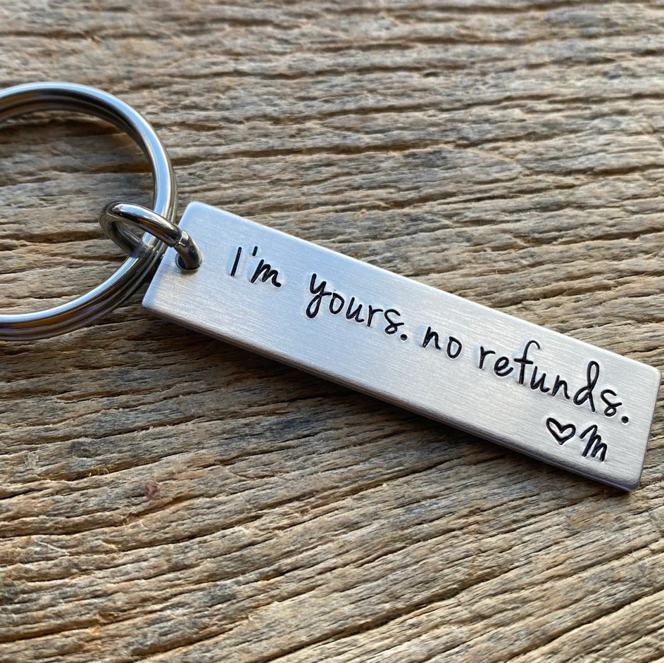 Funny Couple Keychain Personalised Initial Key Rings I'm yours. no refunds Funny Gift for Couple-Jessemade AU