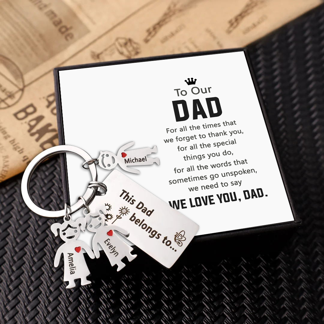 Personalised Family Keychain with 5 Kid Charms Engrave Names-Jessemade AU