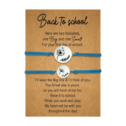 2 Pcs Dandelion Bracelet Set Custom 2 Names Adjustable Bracelets Back to School Gifts for Daughter-Jessemade AU