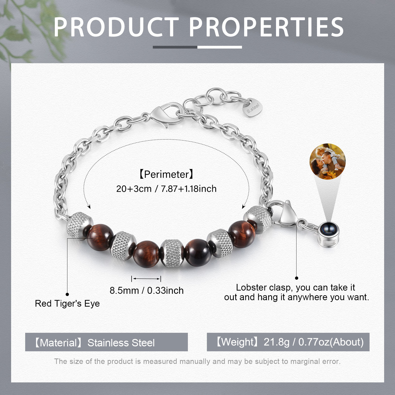 Personalised Projection Bracelet Custom Photo Bracelets Stainless Steel Adjustable Bracelet Creative Gift for Women/Girls-Jessemade AU