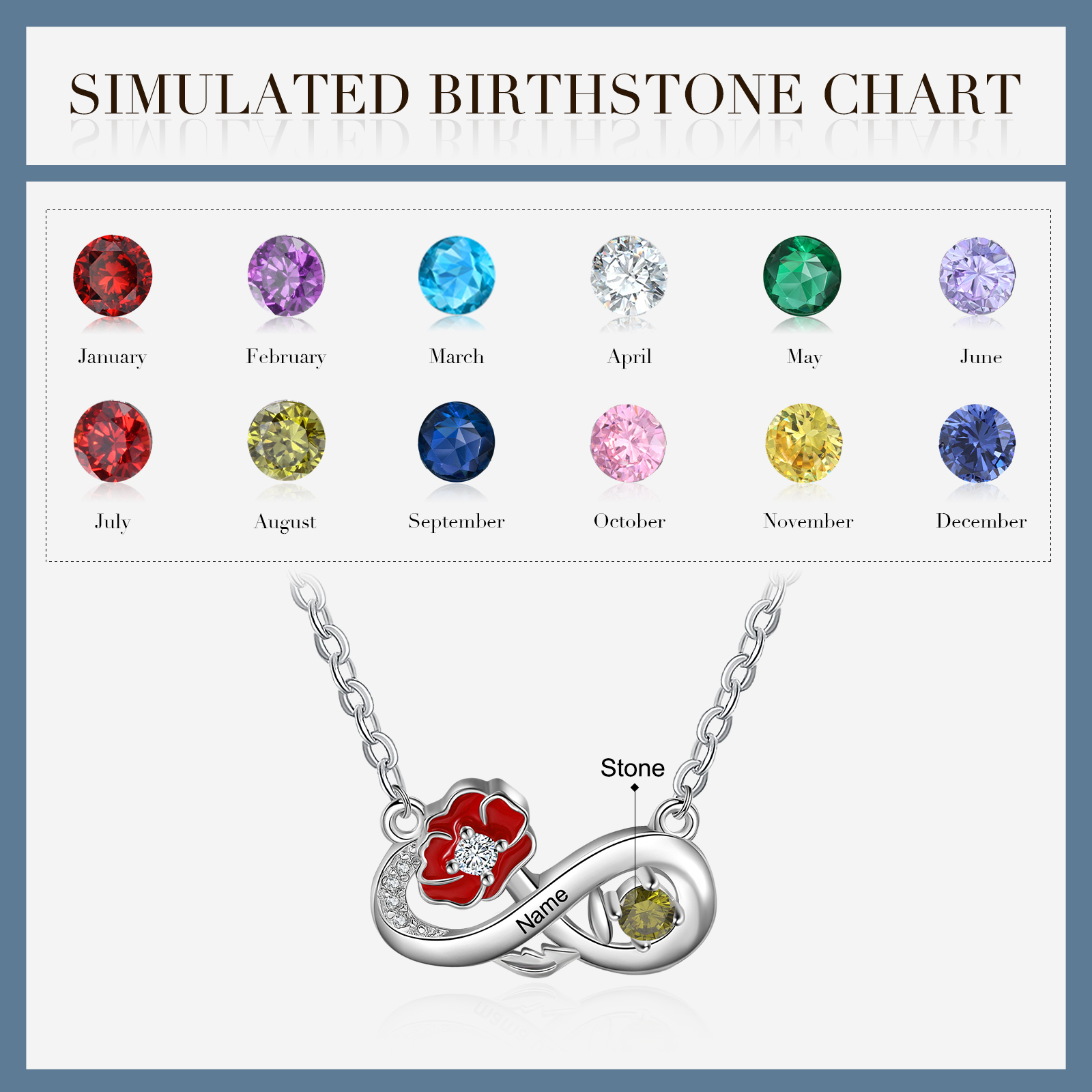 Personalised August Birthflower Necklace With Birthstone Gift For Women-Jessemade AU