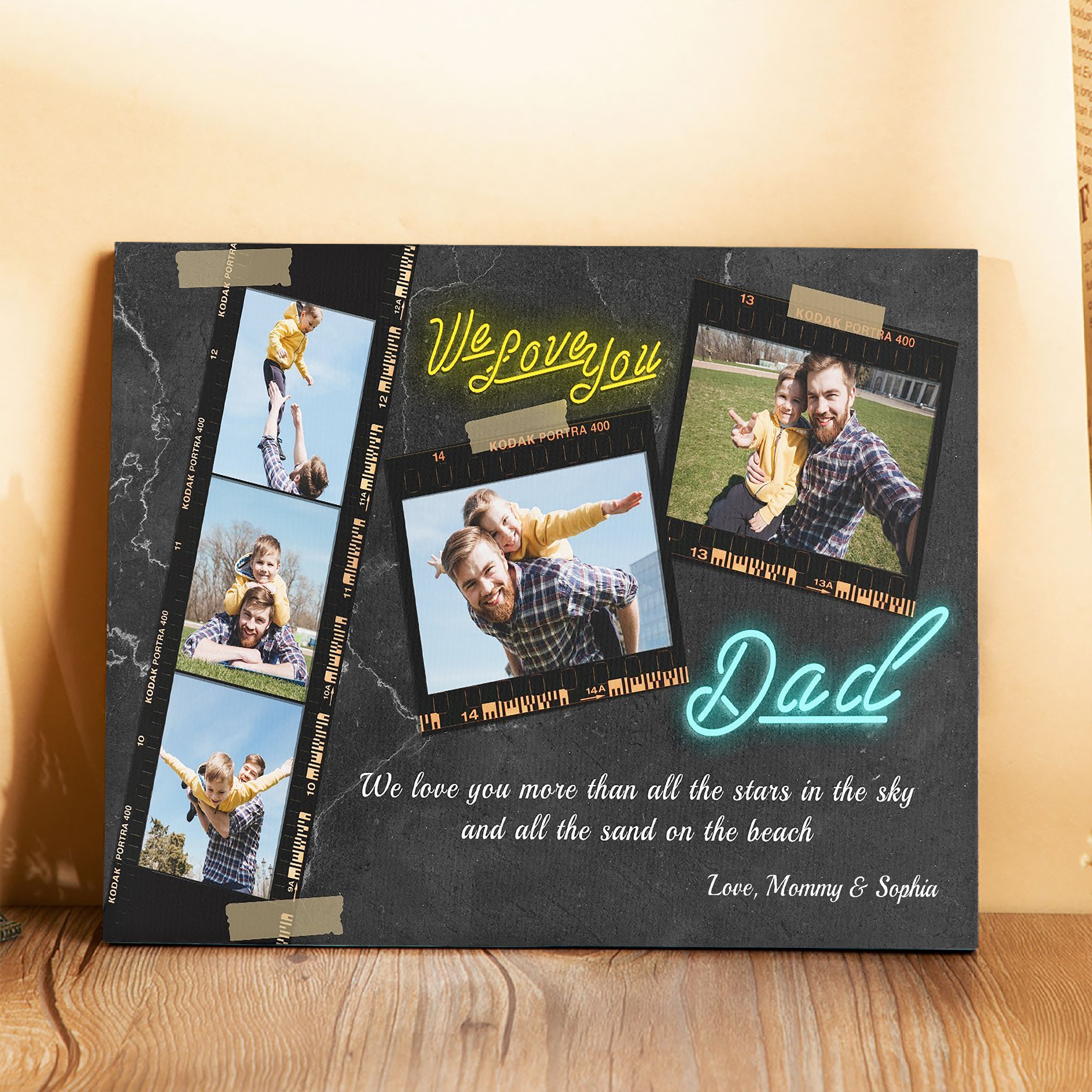 Personalised Photo Frame Wood Signs Keepsake Custom 5 Photos Father's Day Gifts-Jessemade AU