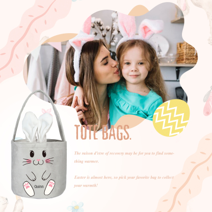 Personalised Bunny Tote Bag Customised With Name Bucket Bag Bunny Basket Easter Gifts-Jessemade AU