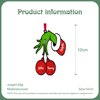 3 Names -Personalised Wooden Christmas Ornaments Customised Name Grinch Christmas Ornament Gifts for Family Friends-Jessemade AU