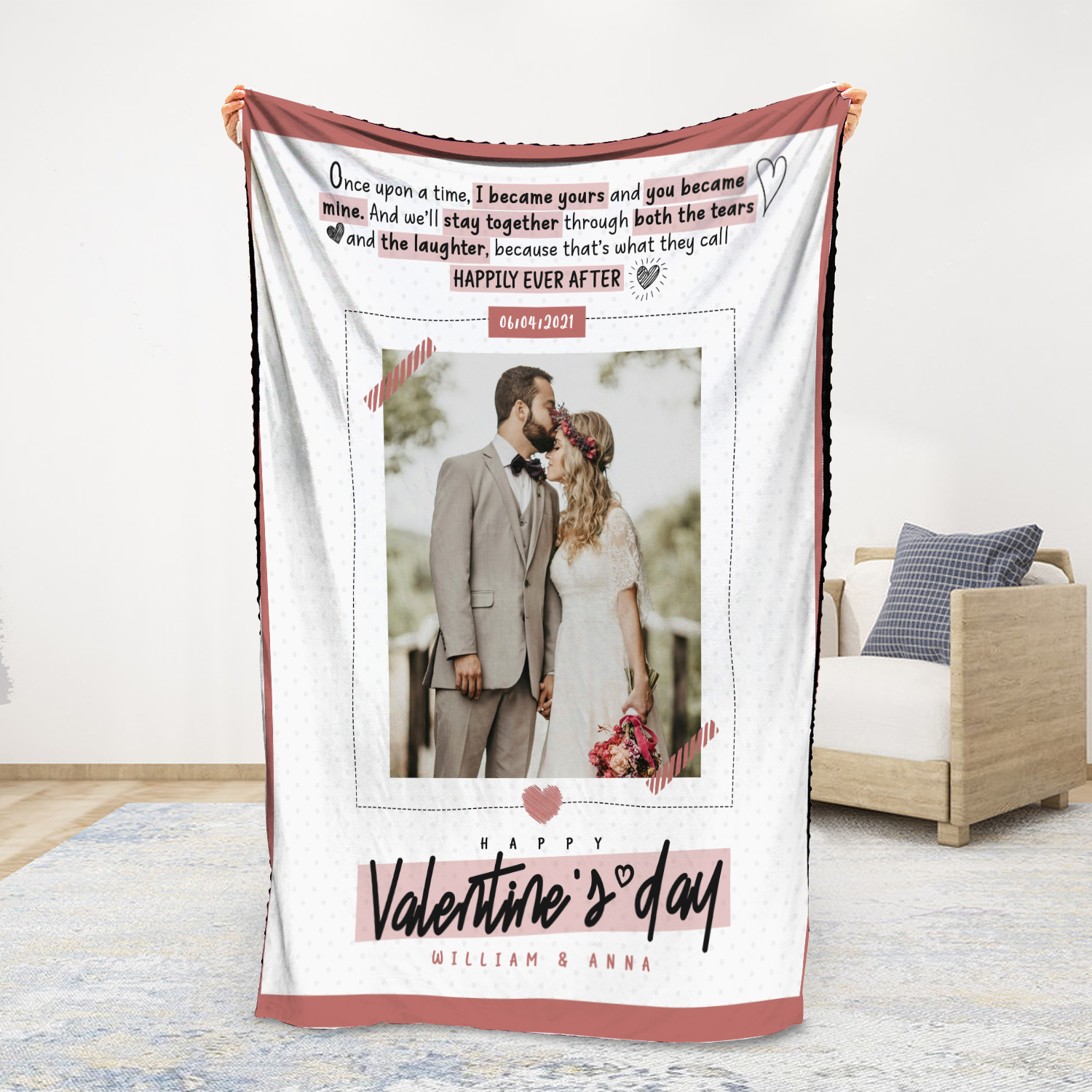 Personalised Couple Blanket Engrave Photo "I became yours and you became mine" Sweet Gift For Her-Jessemade AU