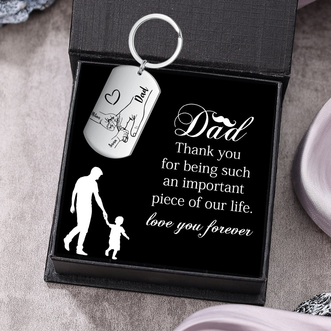 2 Names - Personalised Name Keychain Holding Hands Keychain Father's Day Gifts For Dad-Jessemade AU