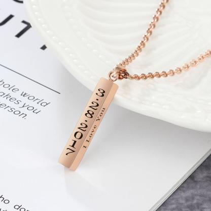Personalised 4 Sides 3D  Vertical Bar Necklace-Jessemade AU