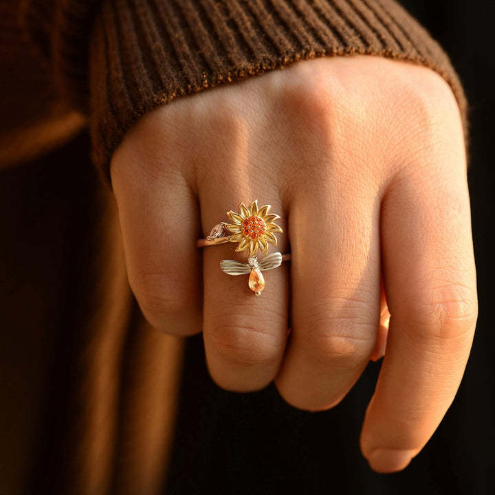 To My Granddaughter Sunflower Fidget Ring "You Are My Sunshine"-Jessemade AU