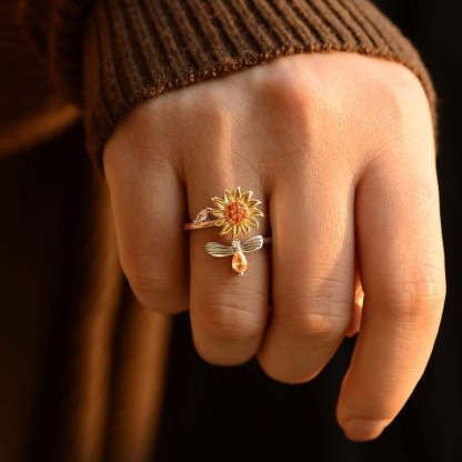 To My Granddaughter Sunflower Fidget Ring "You Are My Sunshine"-Jessemade AU