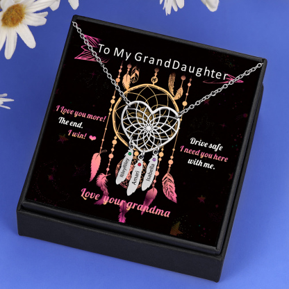 Personalised Dream Catcher Necklace With Birthstones Custom 3 Names Necklace Gifts For Her-Jessemade AU