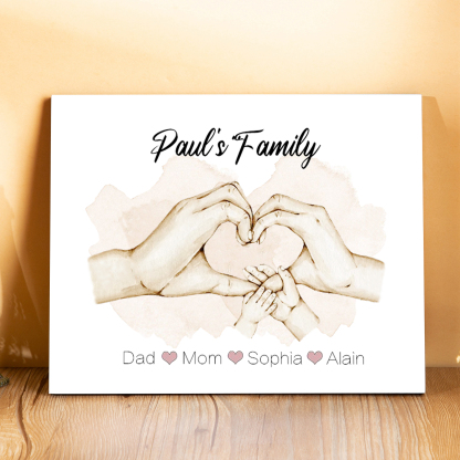 Personalised Heart Holding Hands Picture Board Custom 4 Names Family Keepsake Wood Signs Photo Frame-Jessemade AU