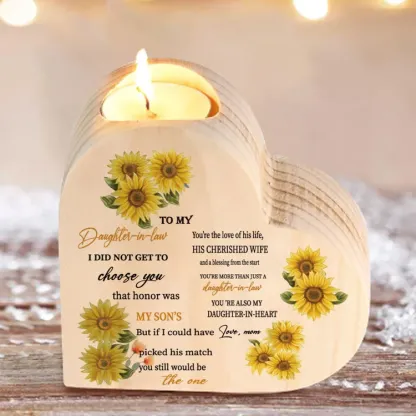 To My Daughter-In-Law Candle Holder "You are also my daughter-in-heart" Wooden Candlestick-Jessemade AU