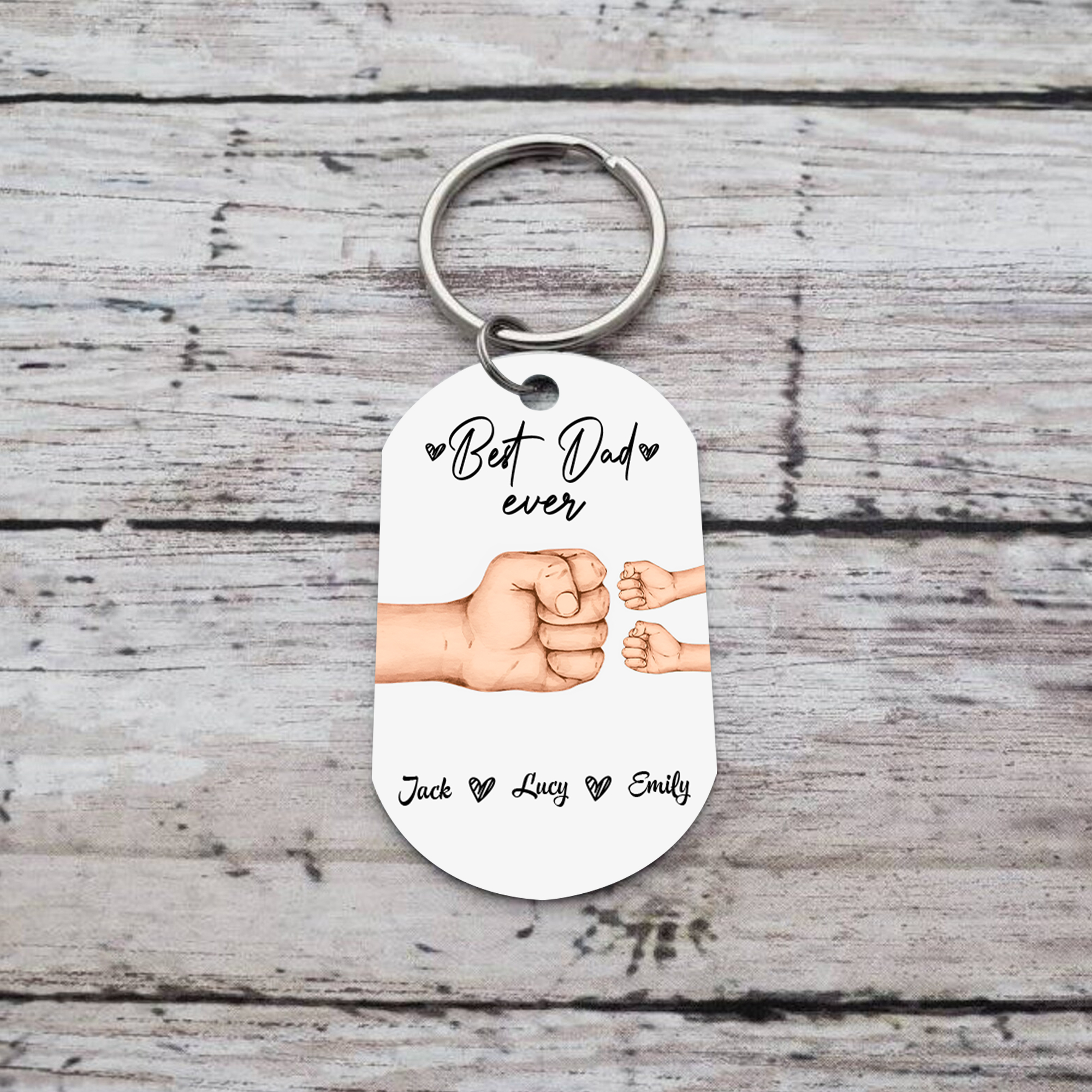 Custom 3 Names & 1 Text Keychain Personalised Fist Bump Keychain Father's Day Gifts for Grandpa/Dad-Jessemade AU