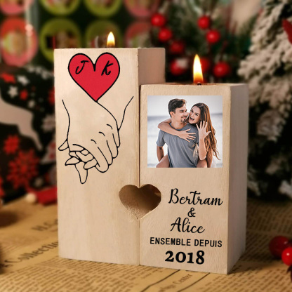 Couple Wooden Candle Holder Hand Gesture Heart Promise Candlesticks-Jessemade AU