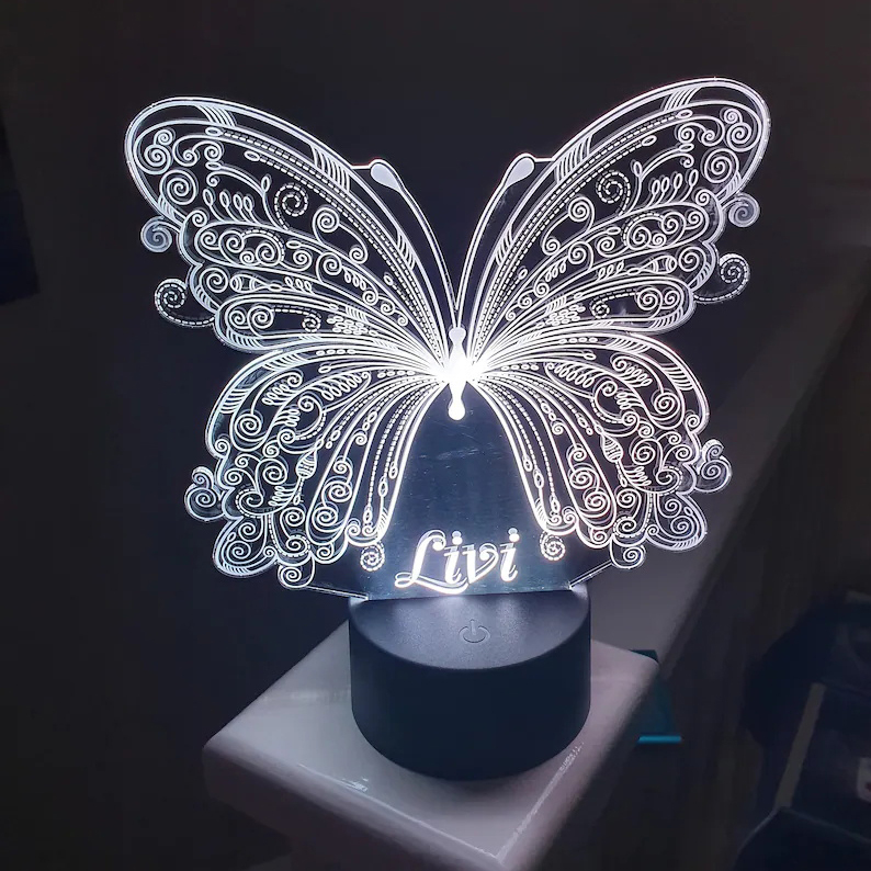 Personalised Butterfly Home Decoration Lamp With Custom Name Night Light Kid's Bedroom Decor Children's LED Light-Jessemade AU