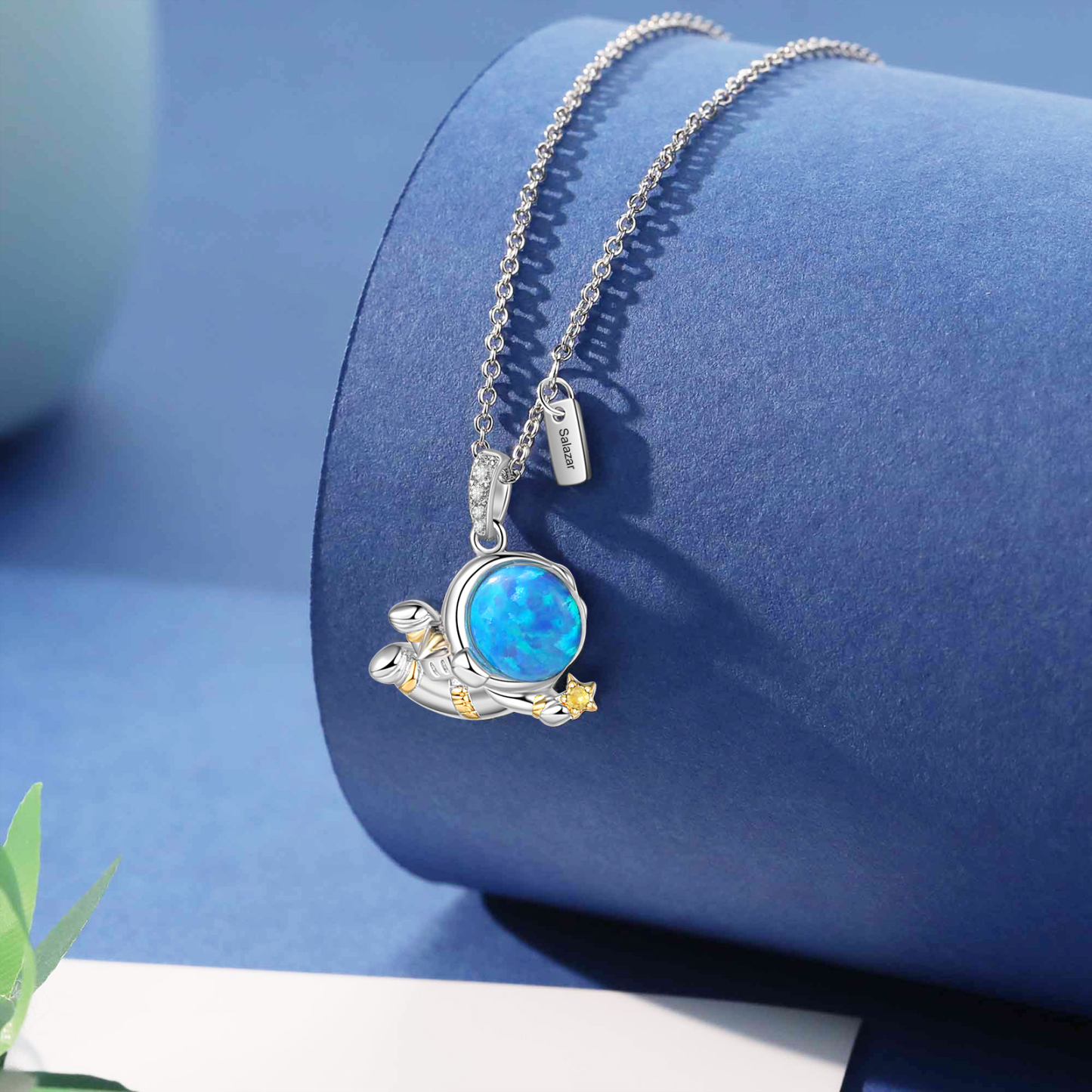 Personalised Women's Necklace Customised Name & Birthstone Astronaut Necklace Birthday Gift for Her-Jessemade AU