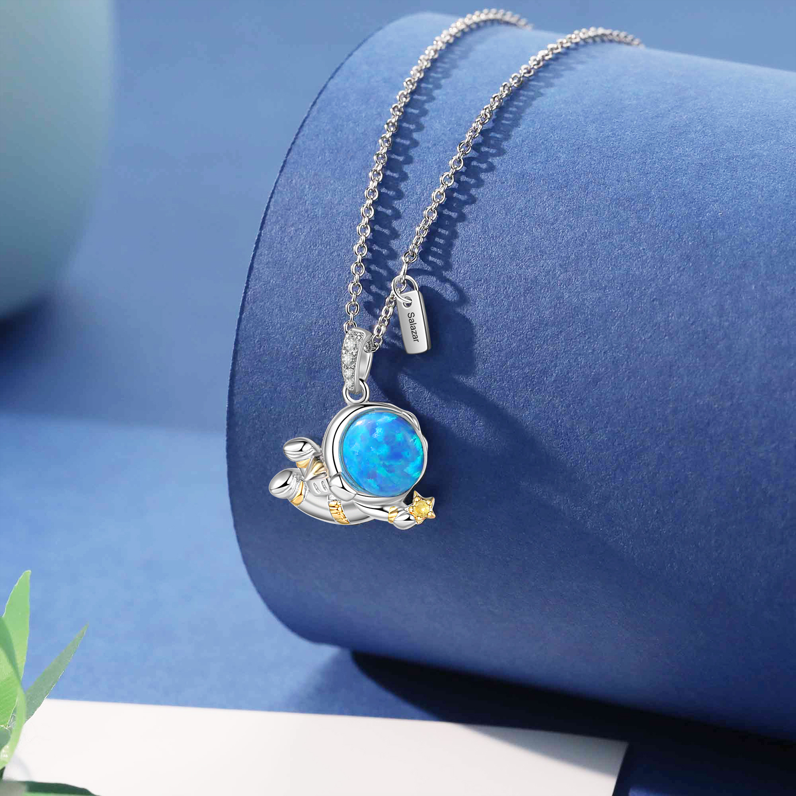 Personalised Women's Necklace Customised Name & Birthstone Astronaut Necklace Birthday Gift for Her-Jessemade AU