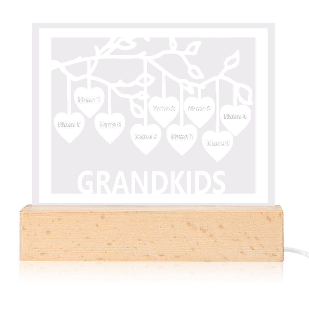 Personalised Family Tree Night Light LED Sign Engraved 9 Names Plaque USB Power Lamp-Jessemade AU