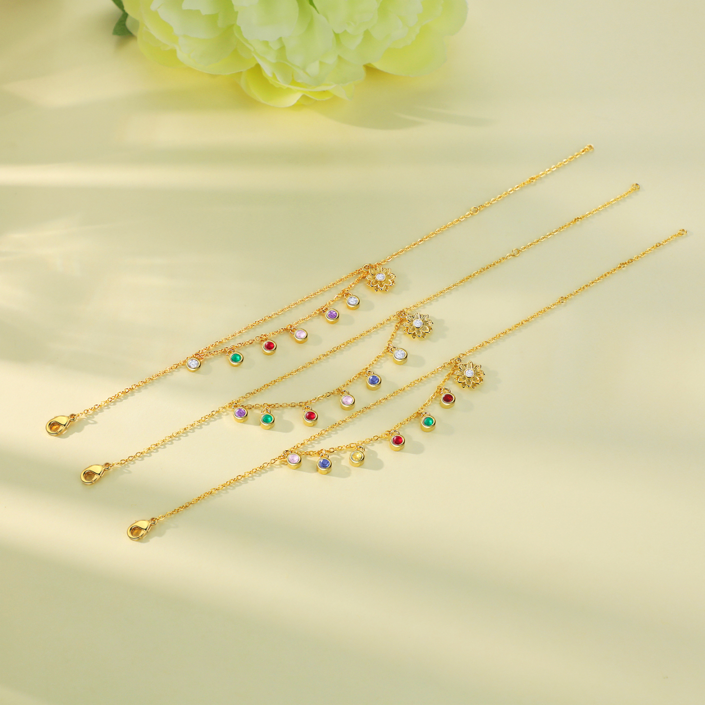 Personalised Women's Bracelet Custom 6 Birthstones Bracelet Gold Adjustable Bracelet Mother's Day Gift for Her-Jessemade AU