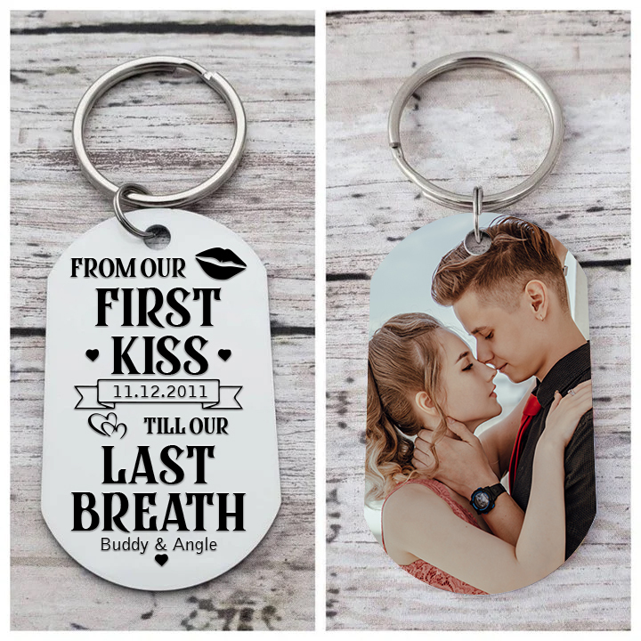 Personalised Couple Photo Keychain Customised 2 Names & Date Keyring Valentine's Day Gifts - From Our First Kiss Till Our Last Breath-Jessemade AU
