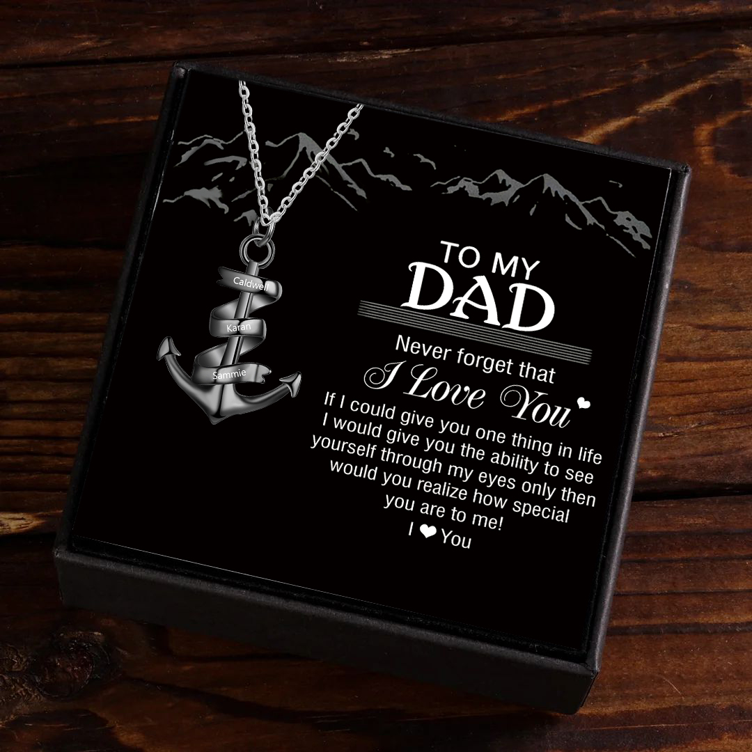 Personalised Pirate Ship Anchor Necklace Engrave 3 Names Necklace For Dad-Jessemade AU