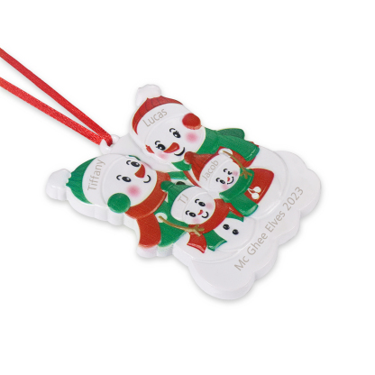 Personalised 4 Names & Text Snowman Christmas Ornament Resin Christmas Tree Pendant for Family-Jessemade AU