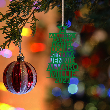 8 Names - Personalised Christmas Tree Ornaments Customised Name Xmas Wooden Decor Gifts for Family Friends-Jessemade AU