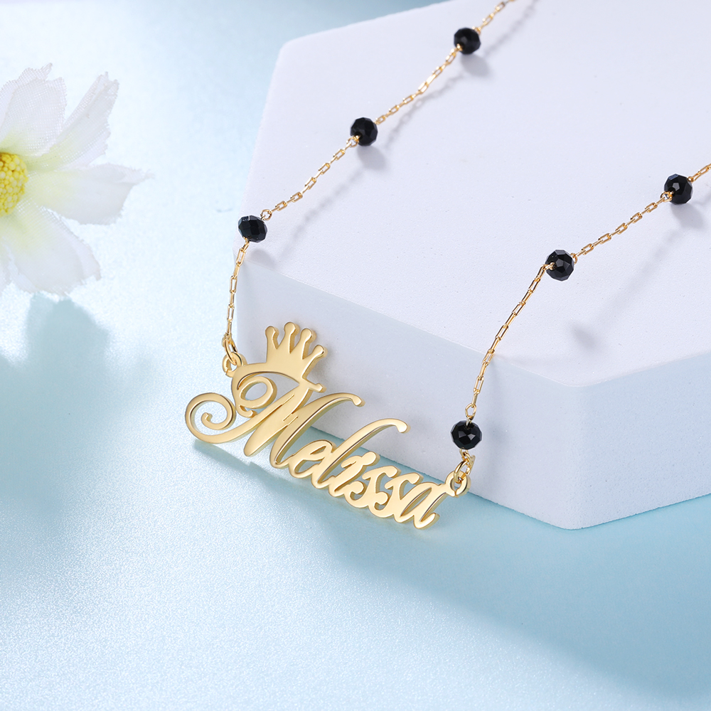 Personalised Crown Necklace Custom 1 Name Necklace Gift For Women-Jessemade AU