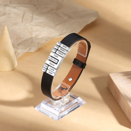 Mother's Day Gifts Personalised Leather Bracelet With 7 Names Gifts For Women-Jessemade AU