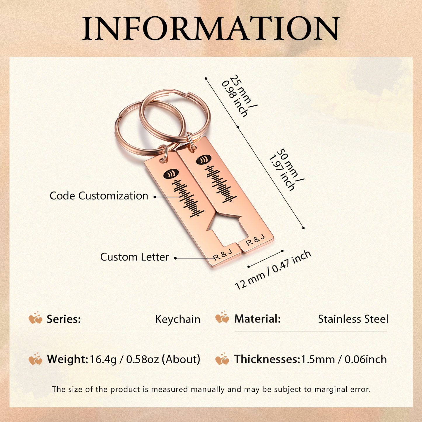 Personalised Spotify Code Keyring Custom 2 Letters Keychain Scannable Music Keychain Valentine's Day Gift for Couples-Jessemade AU