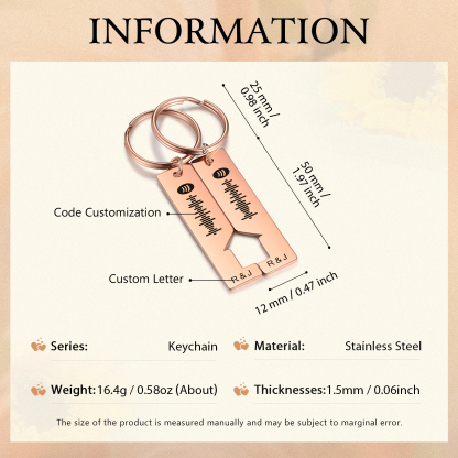 Personalised Spotify Code Keyring Custom 2 Letters Keychain Scannable Music Keychain Valentine's Day Gift for Couples-Jessemade AU