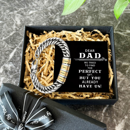 Personalised Cuban Chain Bracelet Custom 4 Names Beads Men's Bracelet-Jessemade AU