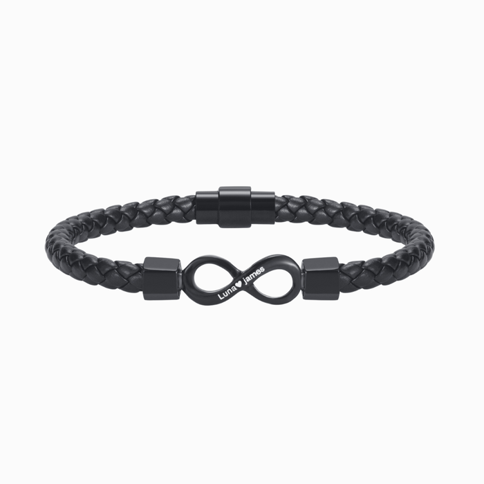 To My Man Custom Names Love You Forever and Always Infinity Leather Bracelet