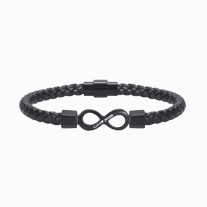 To My Man Custom Names Love You Forever and Always Infinity Leather Bracelet