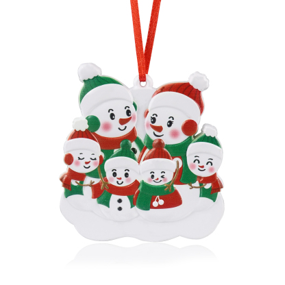 Personalised 6 Names & Text Snowman Christmas Ornament Resin Christmas Tree Pendant for Family-Jessemade AU