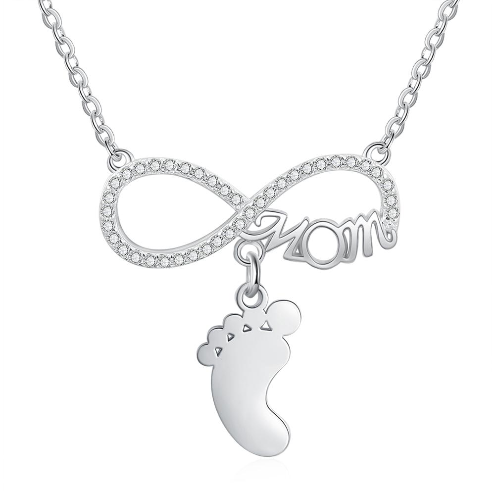 Mother's Day Gifts Personalised Infinity Baby Feet Mother Necklace Engraved 1 Names Necklace Gifts For Mom-Jessemade AU