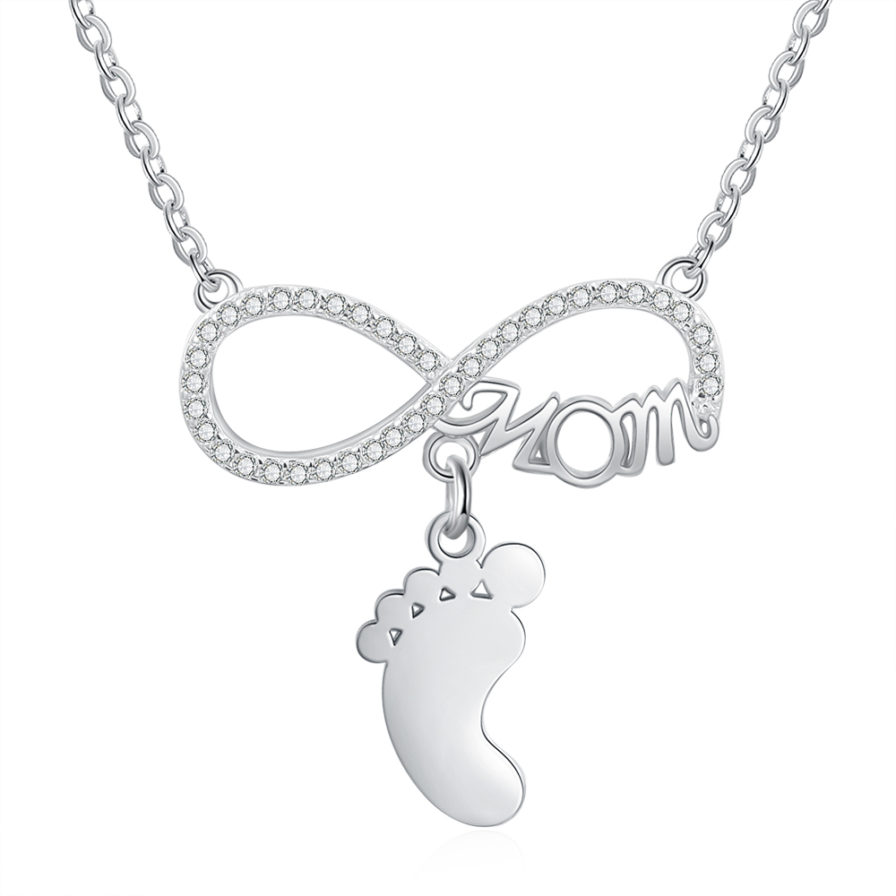Mother's Day Gifts Personalised Infinity Baby Feet Mother Necklace Engraved 1 Names Necklace Gifts For Mom-Jessemade AU
