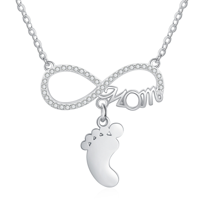 Mother's Day Gifts Personalised Infinity Baby Feet Mother Necklace Engraved 1 Names Necklace Gifts For Mom-Jessemade AU