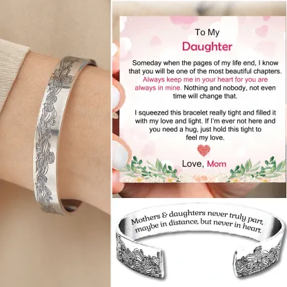 Mom to Daughter Cuff Bracelet "Always Keep Me in Your Heart"-Jessemade AU
