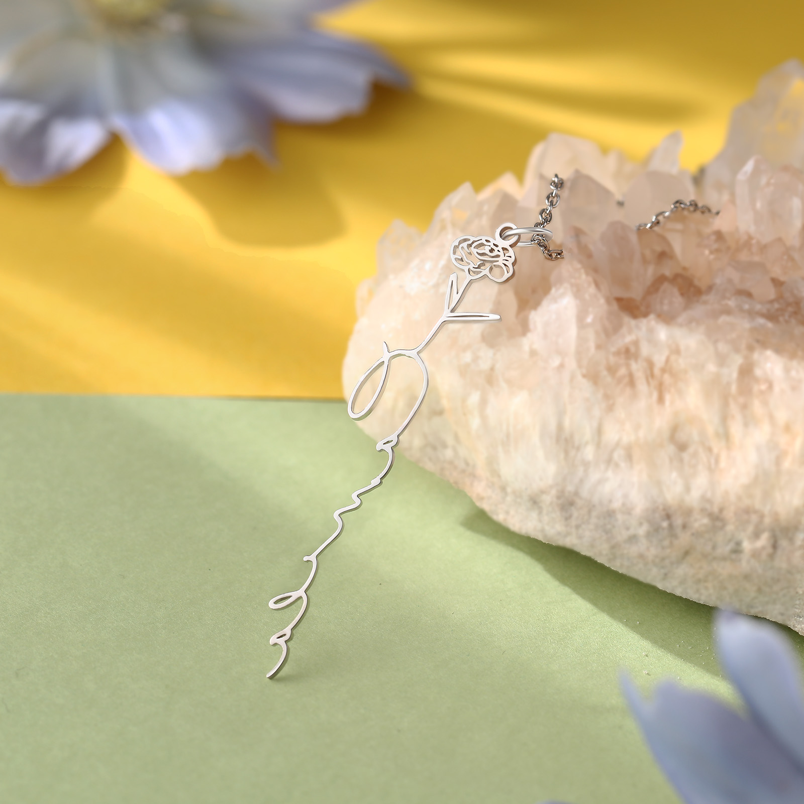 Personalised Birthflower Necklace Custom 1 Name Necklace Gift For Women-Jessemade AU