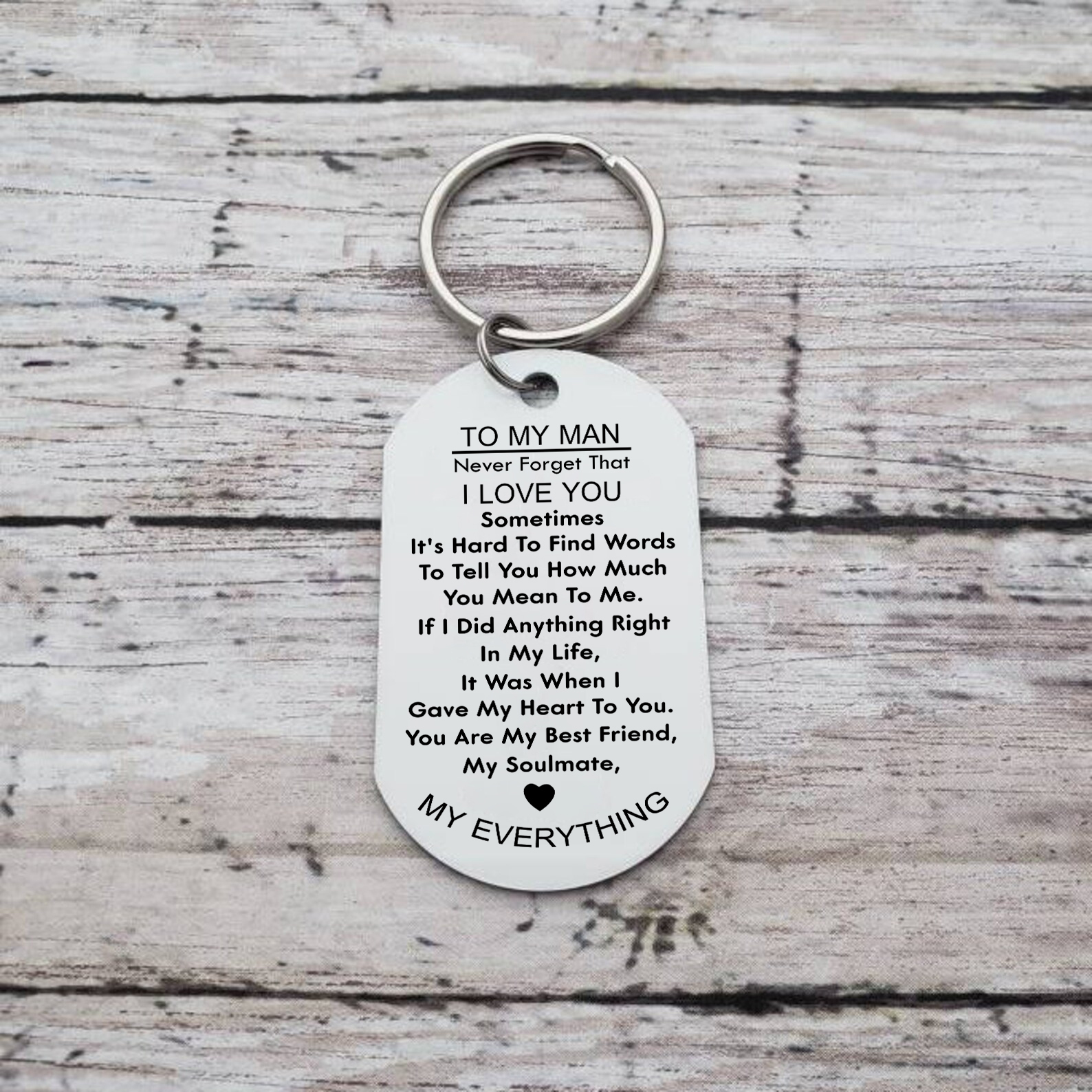 To My Man/Love Couple Keychain Custom Photo Keyring Stainless Steel Keychain Gift for Couples-Jessemade AU