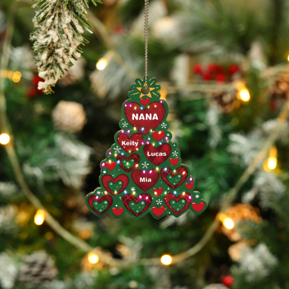 3 Names - Personalised Christmas Tree Ornament Customised Name & Text Acrylic Love Hanging Ornaments Gift for Family-Jessemade AU