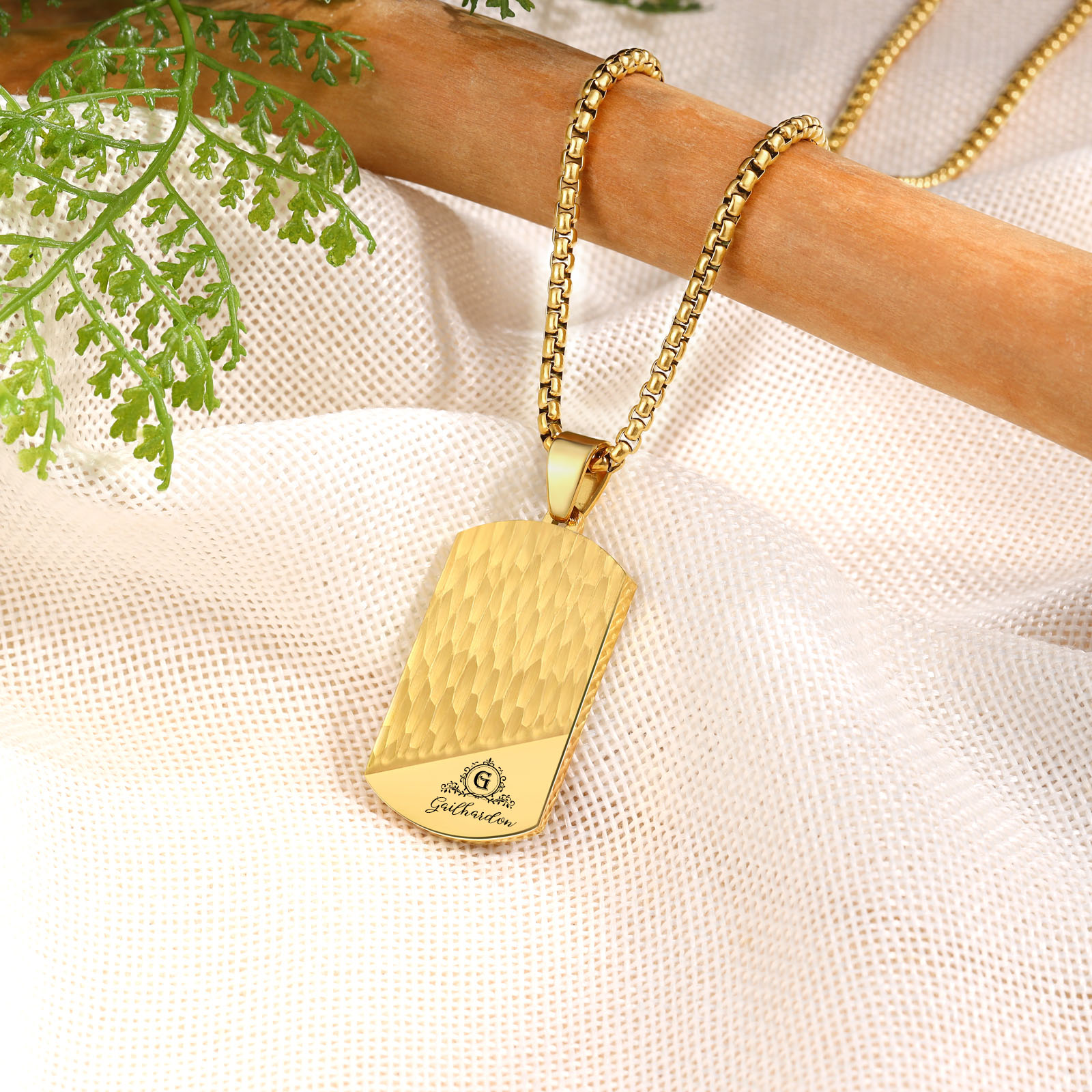 Personalised Men's Necklace Engraved Name & Letter & Text Dog Tag Necklace Stainless Steel Gift for Him-Jessemade AU