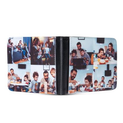 Personalised Leather Wallet Engraved Photo Short Purse Custom Folding Wallet Gifts For Him-Jessemade AU