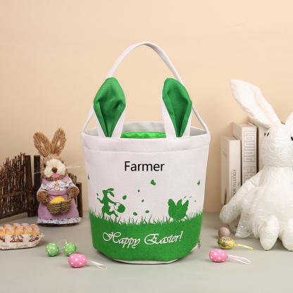 Personalised Bunny Tote Bag Customised with Name Bunny Bucket Bag Easter Gifts-Jessemade AU