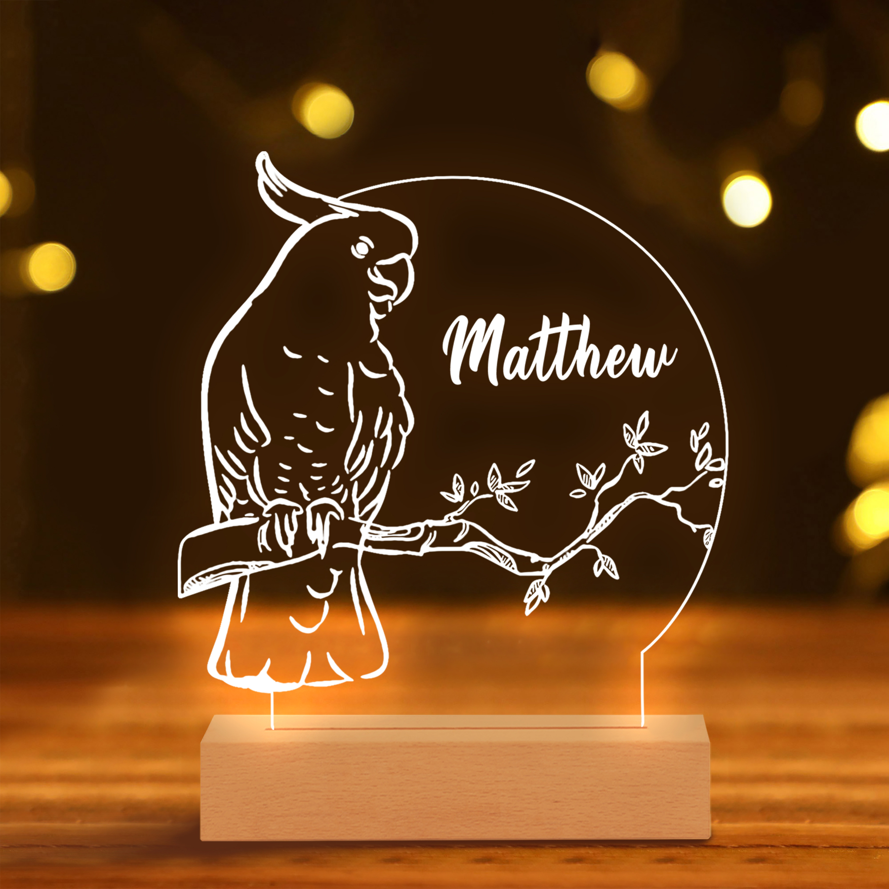 Parrot Night Light Personalised Name LED Lamp Custom Animal Night Light Gifts For Kids-Jessemade AU