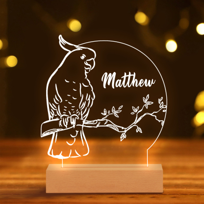 Parrot Night Light Personalised Name LED Lamp Custom Animal Night Light Gifts For Kids-Jessemade AU